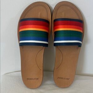 Pendleton Rainbow  Crater Lake Stripe Slide Sandals - Multicolor